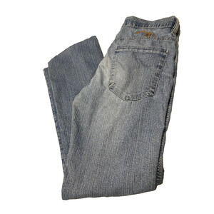 Moch-NY Womens Jeans Size 29x31 Light Acid Wash Raw Hem Button Up Cowgirl 90s